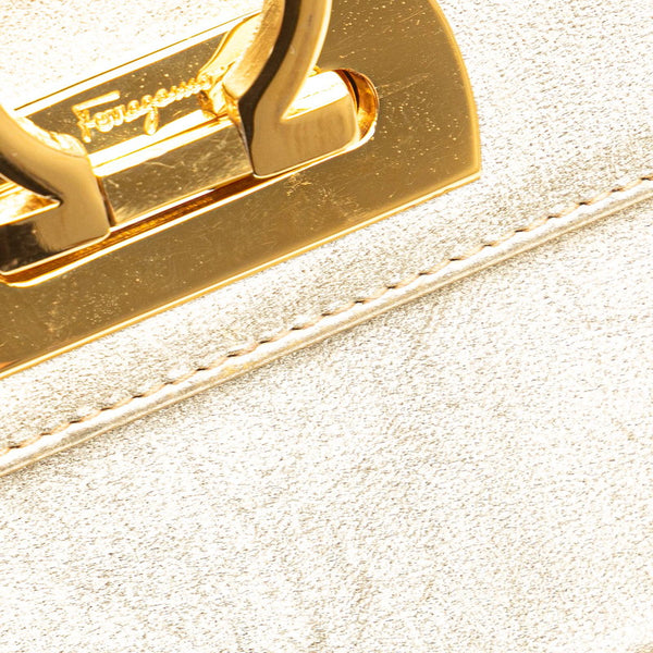 サルヴァトーレフェラガモ ガンチーニ バニティバッグ ハンドバッグ AQ-216154 ゴールド レザー レディース Salvatore Ferragamo 【中古】