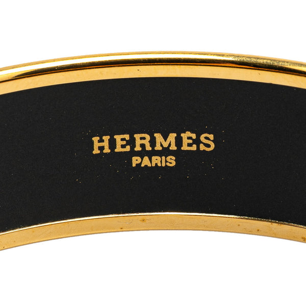 エルメス エマイユGM 貝殻 モチーフ バングル ゴールド ブラック マルチカラー メッキ レディース HERMES 【中古】