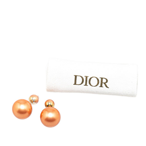 ディオール ピアス ブラウン ゴールド フェイクパール メッキ レディース Dior 【中古】