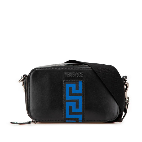 ヴェルサーチェ ショルダーバッグ ブラック ブルー レザー レディース VERSACE 【中古】