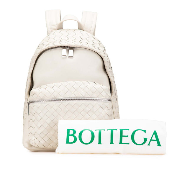 ボッテガヴェネタ イントレチャート リュック バックパック トラバーチン ホワイト レザー レディース BOTTEGAVENETA 【中古】