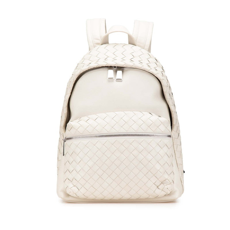 ボッテガヴェネタ イントレチャート リュック バックパック トラバーチン ホワイト レザー レディース BOTTEGAVENETA 【中古】