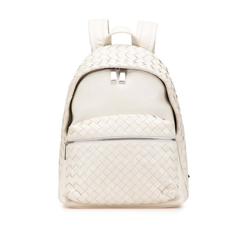 ボッテガヴェネタ イントレチャート リュック バックパック トラバーチン ホワイト レザー レディース BOTTEGAVENETA 【中古】