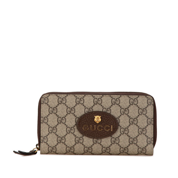 グッチ GGスプリーム ネオヴィンテージ 長財布 473953 ベージュ ブラウン PVC レザー レディース GUCCI 【中古】