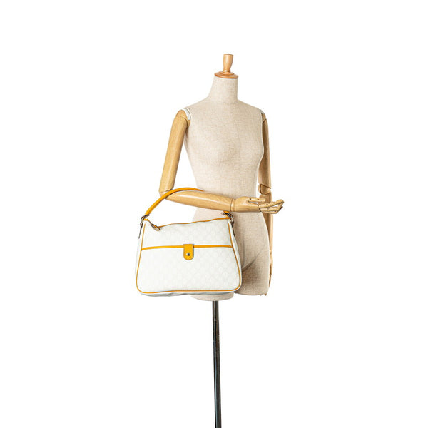 グッチ GGスプリーム ワンショルダーバッグ ハンドバッグ 189898 492174 ホワイト イエロー PVC レザー レディース GUCCI 【中古】