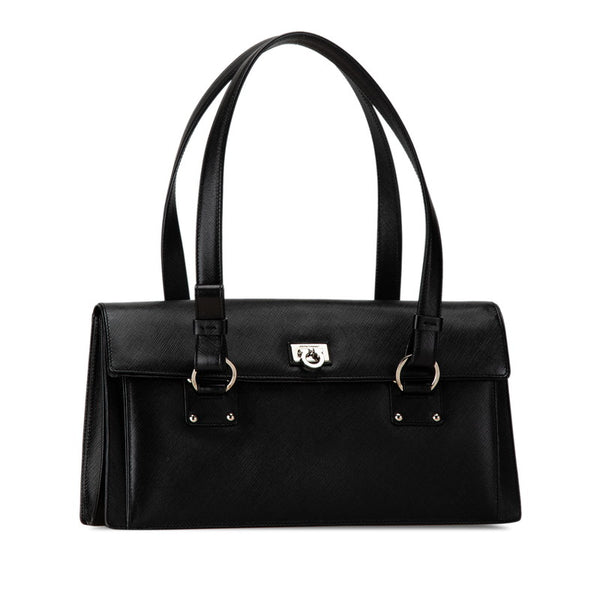 サルヴァトーレフェラガモ ガンチーニ ハンドバッグ トートバッグ FI‐21 6854 ブラック レザー レディース Salvatore Ferragamo 【中古】