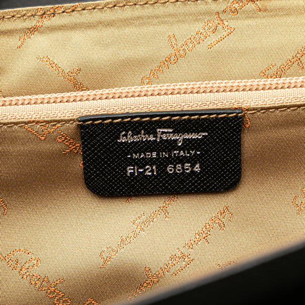サルヴァトーレフェラガモ ガンチーニ ハンドバッグ トートバッグ FI‐21 6854 ブラック レザー レディース Salvatore Ferragamo 【中古】
