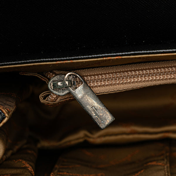 サルヴァトーレフェラガモ ガンチーニ ハンドバッグ トートバッグ FI‐21 6854 ブラック レザー レディース Salvatore Ferragamo 【中古】