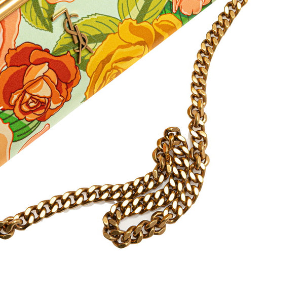 サンローラン YSLロゴ 花 フラワー チェーン ワンショルダーバッグ ライトブルー マルチカラー ポリアミド レディース SAINT LAURENT 【中古】