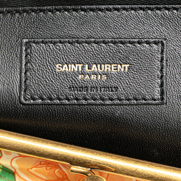 サンローラン YSLロゴ 花 フラワー チェーン ワンショルダーバッグ ライトブルー マルチカラー ポリアミド レディース SAINT LAURENT 【中古】