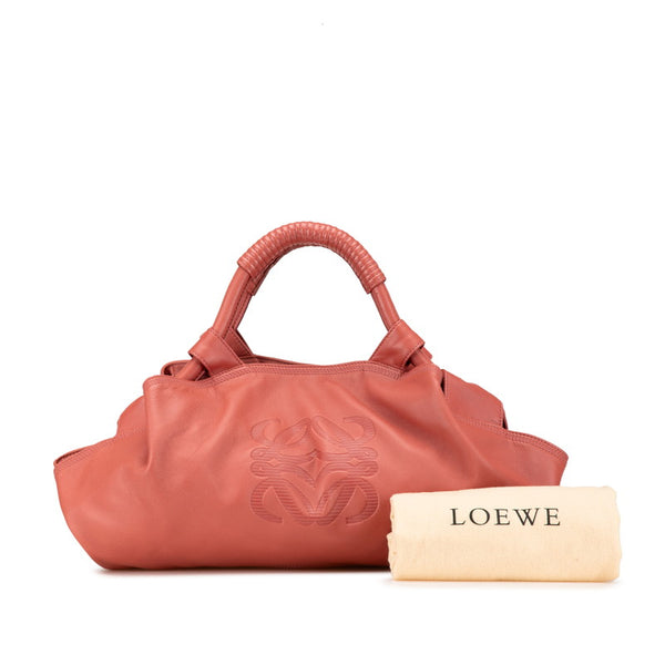 ロエベ アナグラム ナッパアイレ ハンドバッグ ピンクローズ レザー レディース LOEWE 【中古】