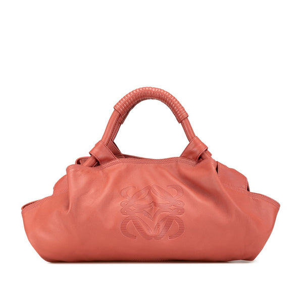 ロエベ アナグラム ナッパアイレ ハンドバッグ ピンクローズ レザー レディース LOEWE 【中古】