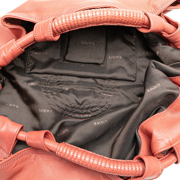 ロエベ アナグラム ナッパアイレ ハンドバッグ ピンクローズ レザー レディース LOEWE 【中古】