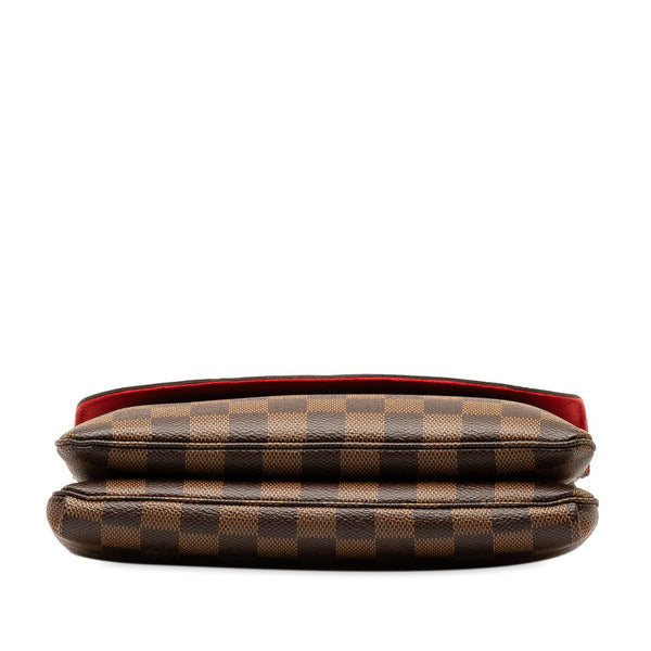 ルイ ヴィトン ダミエ トワイス 斜め掛け ショルダーバッグ N48259 エベヌ レッド PVC レザー レディース LOUIS VUITTON 【中古】