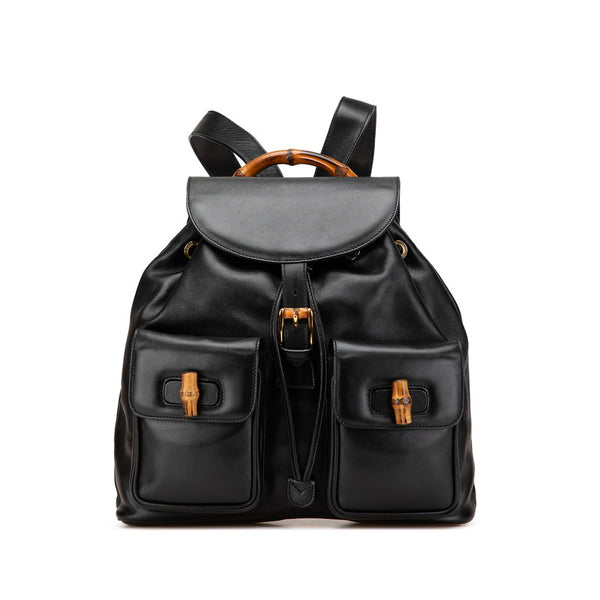 グッチ バンブー リュック バックパック 003 2058 0016 ブラック レザー レディース GUCCI 【中古】