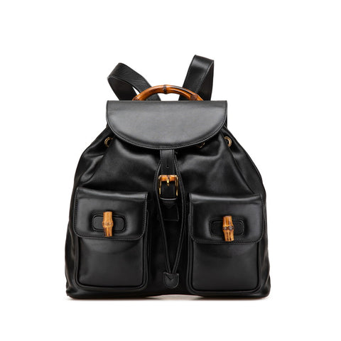 グッチ バンブー リュック バックパック 003 2058 0016 ブラック レザー レディース GUCCI 【中古】