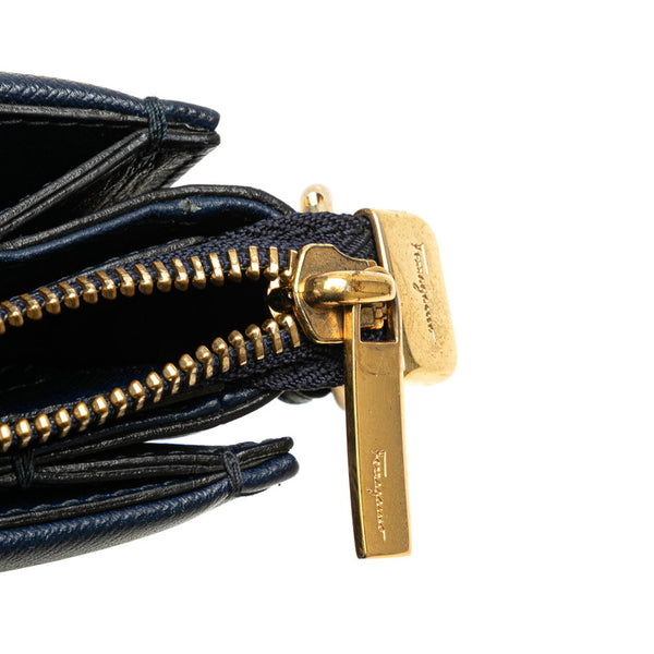 サルヴァトーレフェラガモ ヴァラリボン ハンドバッグ ショルダーバッグ 2WAY AB-21 E298 ネイビー レザー レディース Salvatore Ferragamo 【中古】