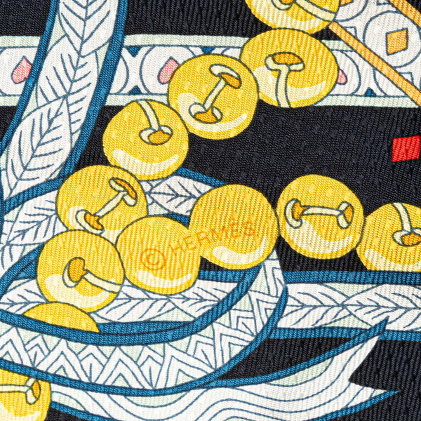 エルメス ロサンジュ ナノ ハートの女王 スカーフ ネイビー マルチカラー シルク レディース HERMES 【中古】