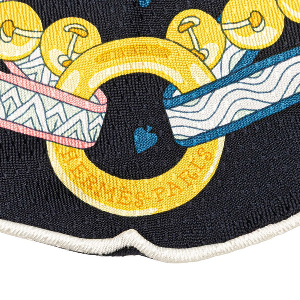 エルメス ロサンジュ ナノ ハートの女王 スカーフ ネイビー マルチカラー シルク レディース HERMES 【中古】