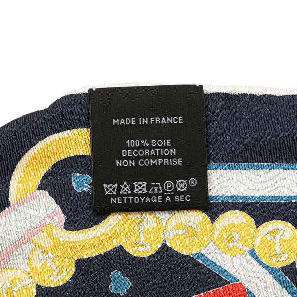 エルメス ロサンジュ ナノ ハートの女王 スカーフ ネイビー マルチカラー シルク レディース HERMES 【中古】