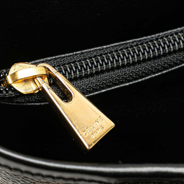 セリーヌ マカダム トートバッグ ブラウン ブラック PVC レザー レディース CELINE 【中古】