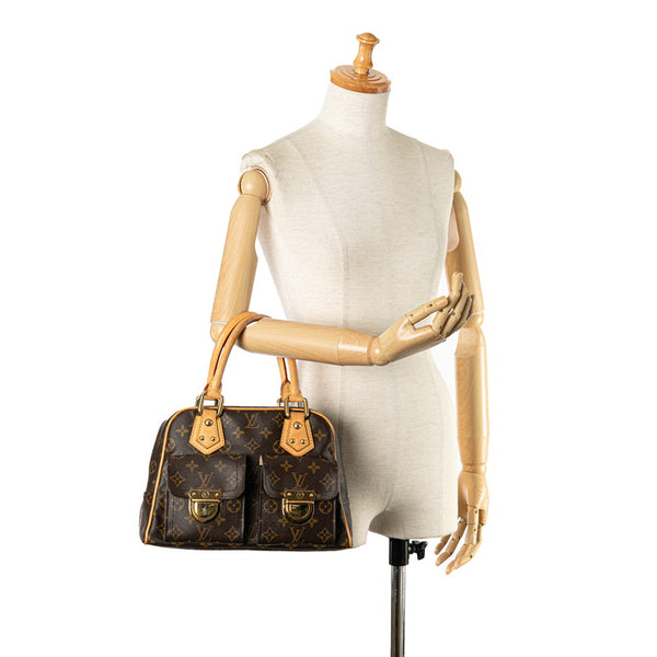 ルイ ヴィトン モノグラム マンハッタンPM ハンドバッグ M40026 ブラウン PVC レザー レディース LOUIS VUITTON 【中古】