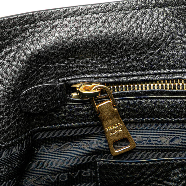 プラダ ロゴ ハンドバッグ ショルダーバッグ 2WAY ブラック レザー レディース PRADA 【中古】