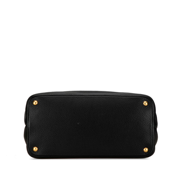 プラダ ロゴ ハンドバッグ ショルダーバッグ 2WAY ブラック レザー レディース PRADA 【中古】