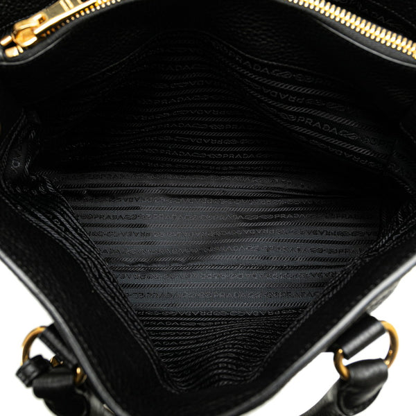 プラダ ロゴ ハンドバッグ ショルダーバッグ 2WAY ブラック レザー レディース PRADA 【中古】