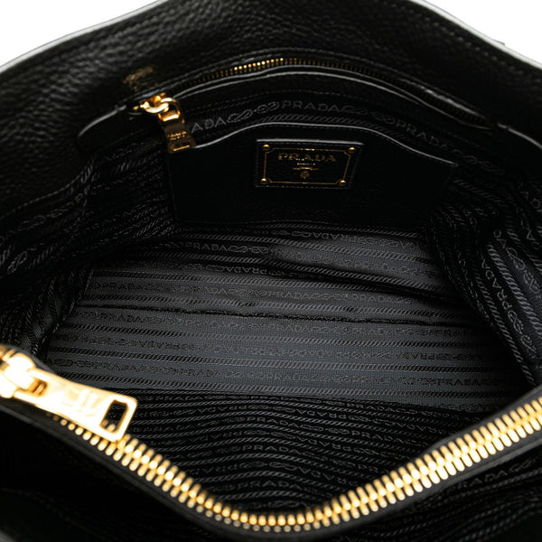 プラダ ロゴ ハンドバッグ ショルダーバッグ 2WAY ブラック レザー レディース PRADA 【中古】