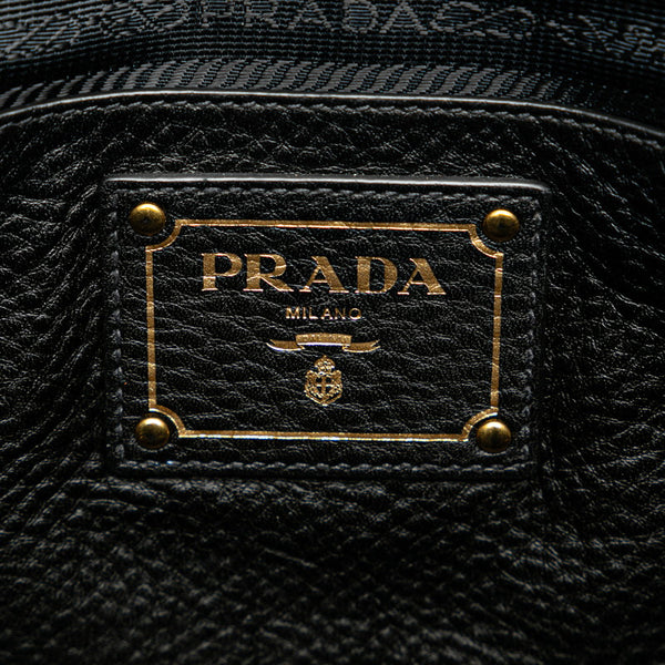 プラダ ロゴ ハンドバッグ ショルダーバッグ 2WAY ブラック レザー レディース PRADA 【中古】