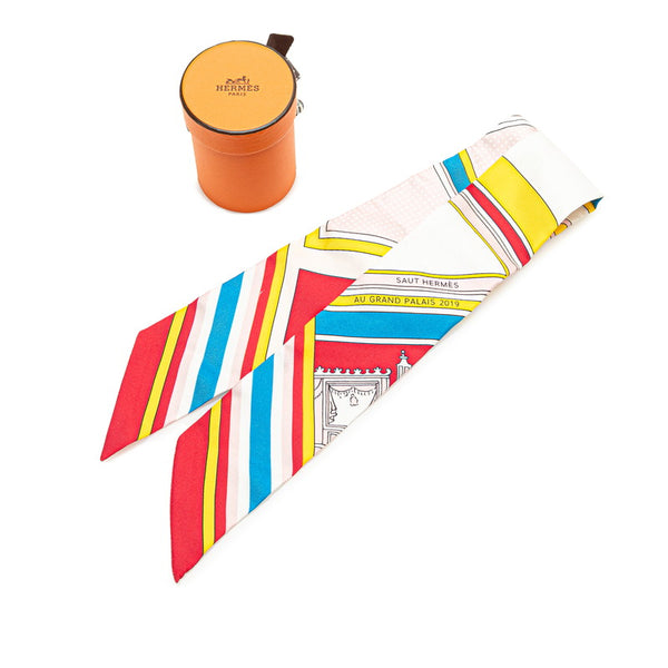 エルメス ツイリー Washington's Carriage Detail ジョージワシントンの馬車 スカーフ ホワイト マルチカラー シルク レディース HERMES 【中古】