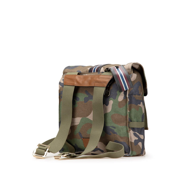 ヴァレンティノ 迷彩 カモフラージュ モチーフ リュック バックパック グリーン キャンバス レザー レディース VALENTINO 【中古】