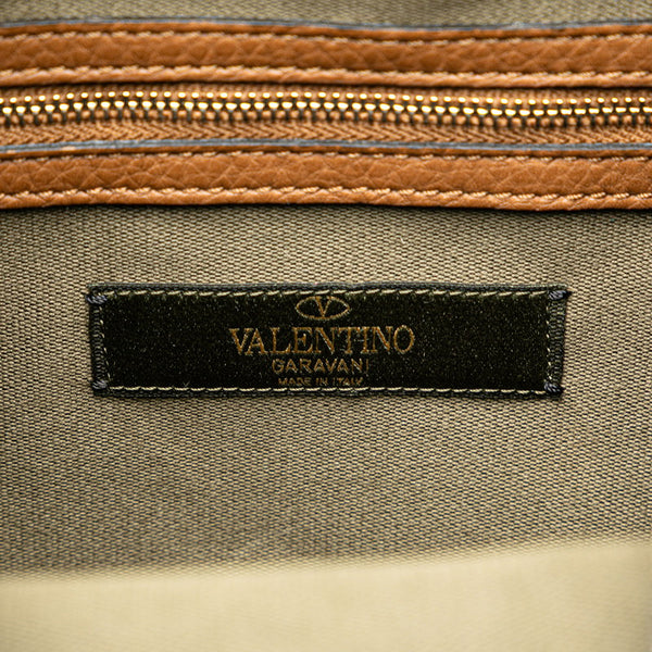 ヴァレンティノ 迷彩 カモフラージュ モチーフ リュック バックパック グリーン キャンバス レザー レディース VALENTINO 【中古】