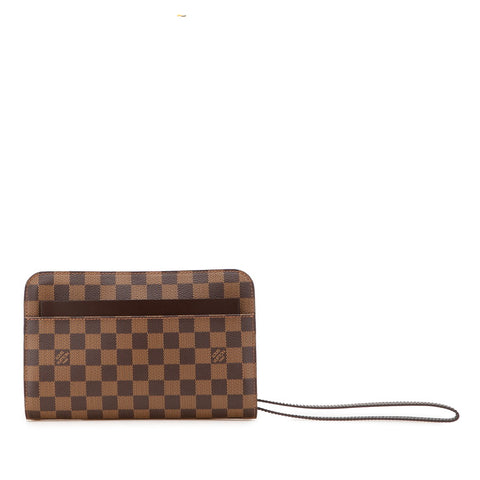 ルイ ヴィトン ダミエ サンルイ セカンドバッグ N51993 ブラウン PVC レザー メンズ LOUIS VUITTON 【中古】