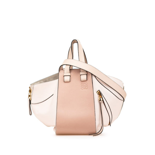 ロエベ アナグラム ハンモック スモール ハンドバッグ ショルダーバッグ 2WAY ピンク ベージュ レザー レディース LOEWE 【中古】