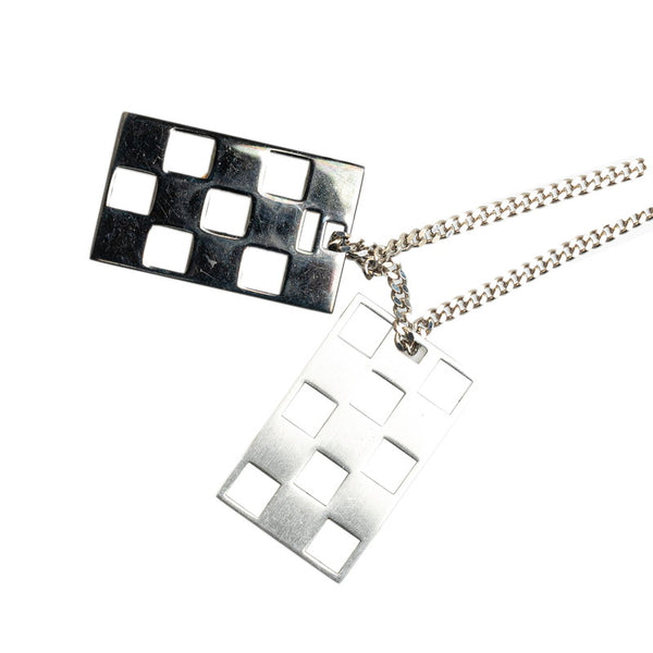 ルイ ヴィトン コリエ プレート ダミエパーフォレート ネックレス M64191 シルバー ブラック メタル レディース LOUIS VUITTON 【中古】