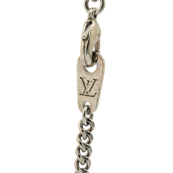 ルイ ヴィトン コリエ プレート ダミエパーフォレート ネックレス M64191 シルバー ブラック メタル レディース LOUIS VUITTON 【中古】