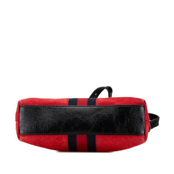 グッチ オフィディア シェリーライン 斜め掛け ショルダーバッグ 499621 レッド ブラック スウェード レザー レディース GUCCI 【中古】