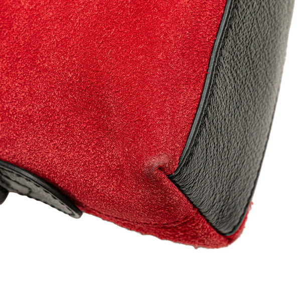 グッチ オフィディア シェリーライン 斜め掛け ショルダーバッグ 499621 レッド ブラック スウェード レザー レディース GUCCI 【中古】