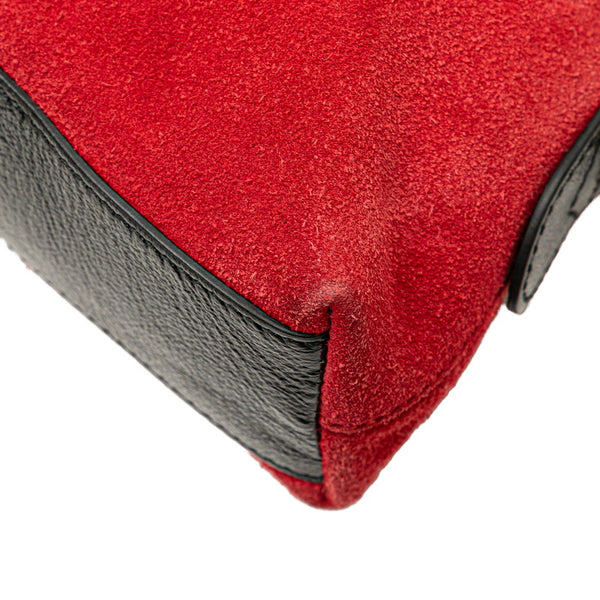 グッチ オフィディア シェリーライン 斜め掛け ショルダーバッグ 499621 レッド ブラック スウェード レザー レディース GUCCI 【中古】