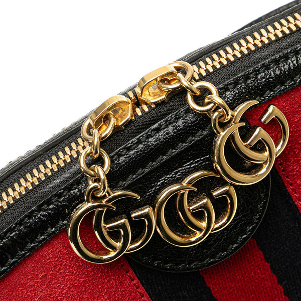 グッチ オフィディア シェリーライン 斜め掛け ショルダーバッグ 499621 レッド ブラック スウェード レザー レディース GUCCI 【中古】