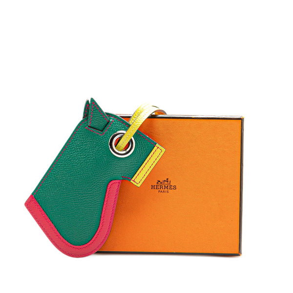 エルメス カマイユ 馬 チャーム キーリング マラカイト ローズアザレ ライム ヴォーエプソン レディース HERMES 【中古】