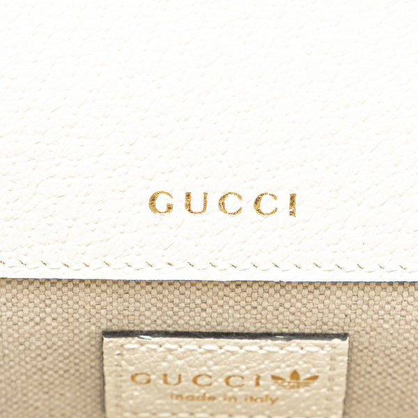 グッチ × adidas ホースビット ショルダーバッグ 658574 ホワイト ブラック レザー レディース GUCCI 【中古】