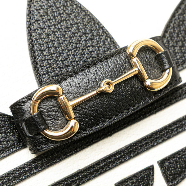 グッチ × adidas ホースビット ショルダーバッグ 658574 ホワイト ブラック レザー レディース GUCCI 【中古】
