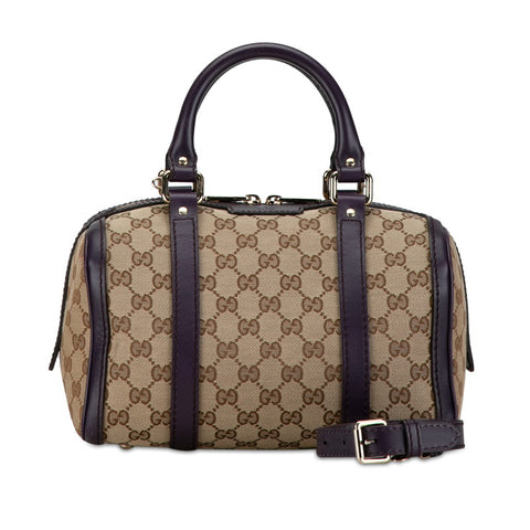 グッチ GGキャンバス ミニボストンバッグ ショルダーバッグ 2WAY 269876 ベージュ パープル キャンバス レザー レディース GUCCI 【中古】
