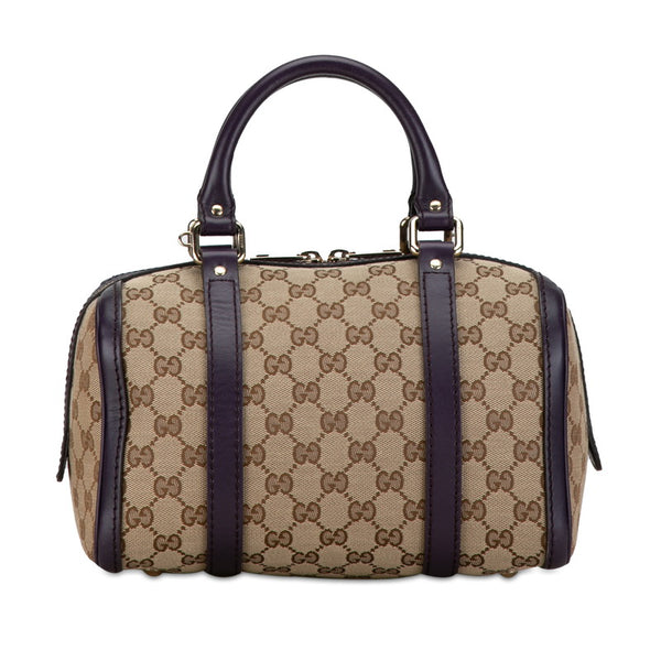 グッチ GGキャンバス ミニボストンバッグ ショルダーバッグ 2WAY 269876 ベージュ パープル キャンバス レザー レディース GUCCI 【中古】