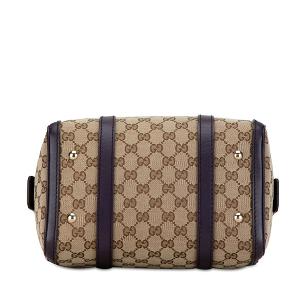 グッチ GGキャンバス ミニボストンバッグ ショルダーバッグ 2WAY 269876 ベージュ パープル キャンバス レザー レディース GUCCI 【中古】