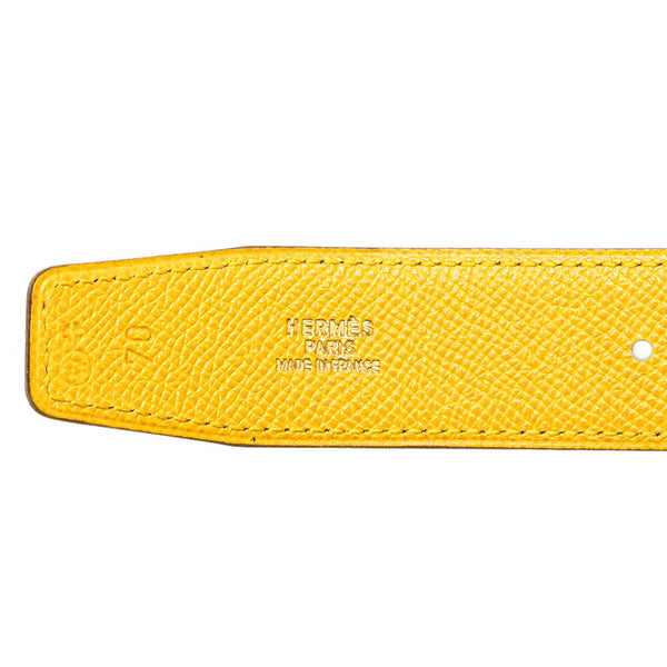 エルメス Hベルト コンスタンス ベルト 70 ネイビー イエロー ボックスカーフ ヴォーエプソン レディース HERMES 【中古】