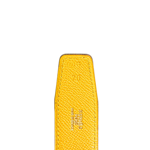 エルメス Hベルト コンスタンス ベルト 70 ネイビー イエロー ボックスカーフ ヴォーエプソン レディース HERMES 【中古】